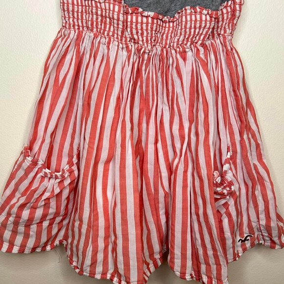 Girls Size Med Hollister Jumpsuit Gray W/ Red & White Striped Shorts Bottom - Picture 4 of 8